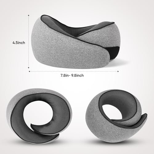 NOCRLG Travel Pillow, Travel Neck Pillow for Airplanes Car, 100% Pure Memory Foam Travel Pillow, Sleeping Essentials for Long Flight 360° Head Support Degree Comfort and Breathability Grey - Image 6