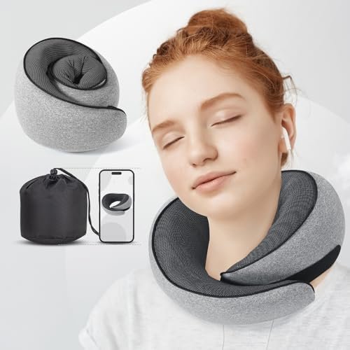 NOCRLG Travel Pillow, Travel Neck Pillow for Airplanes Car, 100% Pure Memory Foam Travel Pillow, Sleeping Essentials for Long Flight 360° Head Support Degree Comfort and Breathability Grey - Image 4