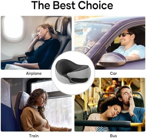 NOCRLG Travel Pillow, Travel Neck Pillow for Airplanes Car, 100% Pure Memory Foam Travel Pillow, Sleeping Essentials for Long Flight 360° Head Support Degree Comfort and Breathability Grey - Image 7
