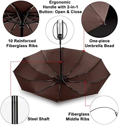 TradMall 2 Pack Travel Umbrella Windproof 46/56 Inches Large Canopy Reinforced Fiberglass Ribs Auto Open & Close - Image 4