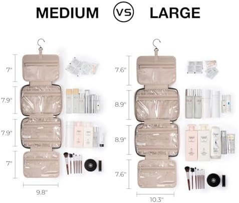 BAGSMART Large Toiletry Bag Travel Bag with Hanging Hook, Water-resistant Makeup Cosmetic Bag Travel Organizer for Accessories, Shampoo, Full Sized Container, Toiletries - Image 2