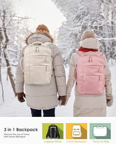 Capolo Travel Backpack for Women Men Waterproof Laptop Backpack Airlines Approved Carry On Backpack Bag Computer Bookbag for Business, Work, Traveling Fits 15.6 Inch Laptop(Pink) - Image 7