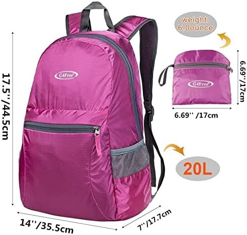 G4Free 20L Lightweight Packable Backpack Travel Hiking Daypack Foldable Backpack for Men Women - Image 4