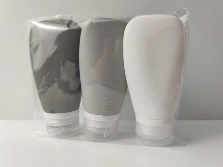 Travel Bottles for Toiletries, TSA Approved 3oz Leak Proof Silicone Refillable Squeeze Travel Size Containers BPA Free for Cleansers, Lotions, Shampoo 3-pk (Black-Gray-White) - Image 3