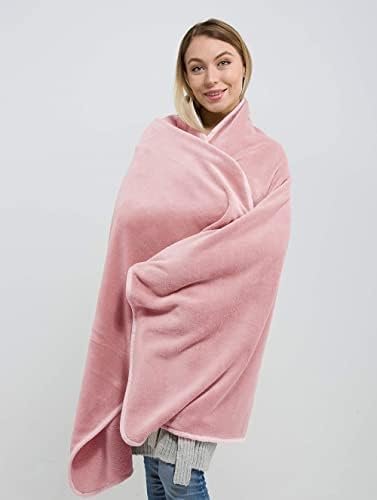BlueHills Premium Soft Long Travel Blanket Pillow for Tall Airplane Flight Blanket 70 X48 inch Throw in Soft Bag case with Hand Luggage Belt & Backpack Clip Compact Pack Large Blanket Pink T055 - Image 8