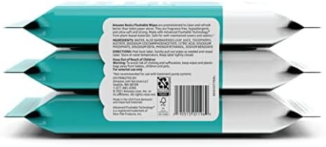 Amazon Basics Flushable Adult Toilet Wipes, Fragrance Free, 126 Count (3 Packs of 42) Packaging May Vary - Image 3
