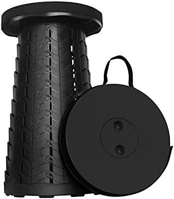 Aihoye Portable Collapsible Stool， Folding Telescoping Stool with Load Capacity 400lbs，Portable Collapsible Stool for Adults，Portable Collapsible Chair for Camping Fishing Hiking Travel BBQ(Black)