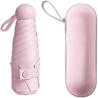 Travel Umbrella, Small Compact Portable Umbrella for Sun and Rain, Windproof Parasol with 99% UV Protection, Bag Pocket Lightweight Mini Umbrella with Case for Women Men, Light Pink