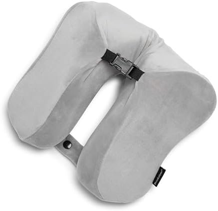 Brookstone Travel Pillow - 2 in 1 Memory Foam Pillow for Head, Neck, Chin, Shoulder, and Lumbar Support for Airplane Travel, Grey - Image 3