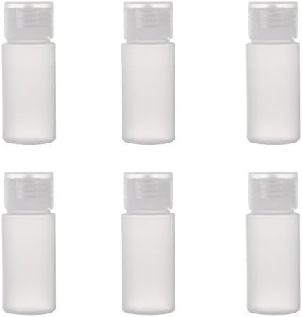 ALINK Travel Size Plastic Empty Toiletry Bottles, 30ml (1 oz) Pack of 6 Liquid Containers with Labels