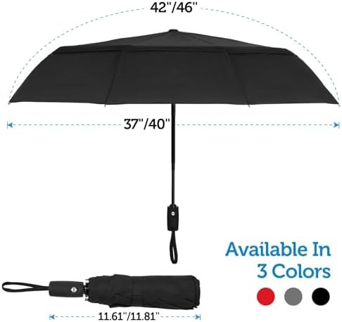 Portable Travel Umbrella: Windproof, Compact, and Folding Design - Heavy Duty, Automatic Open Close, Collapsible - Rain & Wind Resistant - Ideal for Car, Backpack, Men, Women. (42in/46in) - Image 2