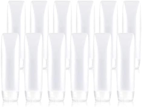 YXC 12PCS PE Travel Size Bottles 1oz Squeeze Bottles With labels Leak Proof BPA Free Refillable Tubes Travel TSA Approved Containers For Toiletry Toothpaste Container Travel Bottles For Toiletries