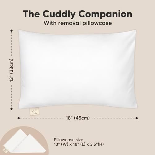 Toddler Pillow with Pillowcase - 13x18 My Little Cuddly Pillow, Viscose Derived From Bamboo Nursery Toddler Pillows for Sleeping,Kids Pillow,Small Travel Pillows,Mini Toddler Bed Pillow (Soft White) - Image 4
