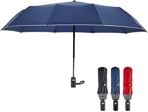 FDJASGY Windproof Travel Umbrella with Teflon Coating Auto Open Close Lightweight Sun&Rain Umbrella with 10 Rib Construction and Reflective Stripe Zipper Pouch - Image 8