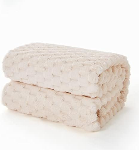 EXQ Home Fleece Throw Blanket for Couch or Bed - 3D Imitation Turtle Shell Jacquard Decorative Blankets - Cozy Soft Lightweight Fuzzy Flannel Blanket Suitable for All Seasons(50"×60",Beige) - Image 2