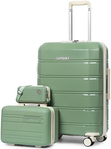 Joyway Luggage Carry-On Suitcases 20" Lightweight Polypropylene Carrying Case with TSA Lock,Rigid Luggage Sets with Swivel Wheels,14" Cosmetic Bag & 7" Small Bag