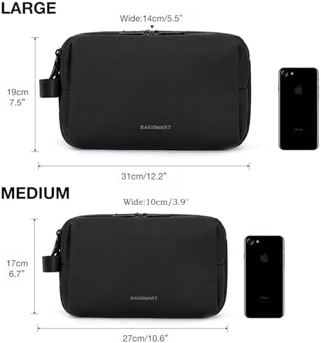 BAGSMART Toiletry Bag for Men, Travel Toiletry Organizer Dopp Kit Water-resistant Shaving Bag for Toiletries Accessories, Door Room Essentials, Black-medium - Image 6