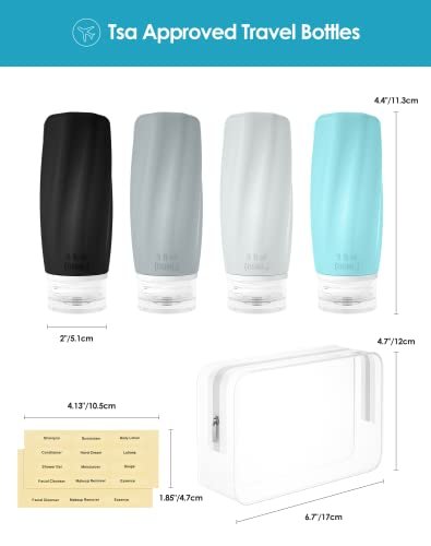 Morfone Travel Bottles Set for Toiletries, TSA Approved Travel Size Containers Leak Proof Refillable Liquid Silicone Squeezable Travel Accessories for Shampoo Conditioner Lotion - Image 6