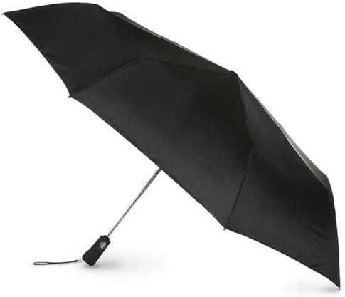 Totes Blue Line Golf Size Auto Open/Close Umbrella, Water Repellent Canopy, Black
