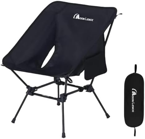 MOON LENCE Lighweight Foldable Camping Chair, Travel Backpack Chair, Portable & Ultralight, 400 lbs Folding Metal Chairs Heavy Duty for Outdoor Adventure, Hiking, Picnics & Beach