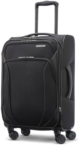AMERICAN TOURISTER 4 KIX 2.0 Softside Expandable Luggage, Black, 20 Spinner