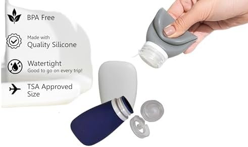 Travel Bottles for Toiletries, TSA Approved 3oz Leak Proof Silicone Refillable Squeeze Travel Size Containers BPA Free for Cleansers, Lotions, Shampoo 3-pk (Black-Gray-White) - Image 4
