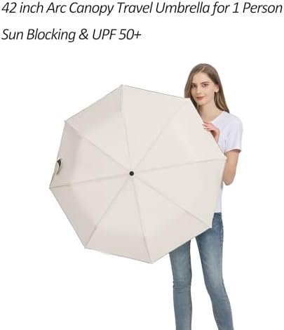 BAODINI Small UV Protection Travel Umbrella Compact for Rain and Sun UPF 50+ Windproof Portable 42 inch Umbrella for Women and Men - Image 6
