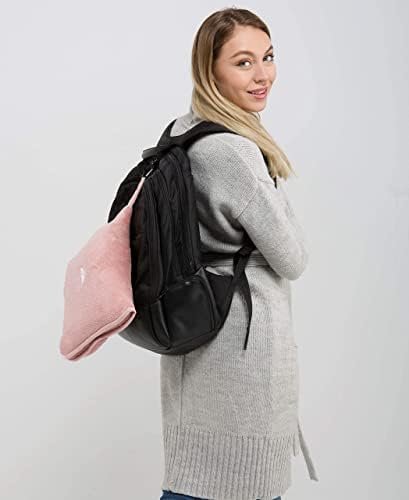 BlueHills Premium Soft Long Travel Blanket Pillow for Tall Airplane Flight Blanket 70 X48 inch Throw in Soft Bag case with Hand Luggage Belt & Backpack Clip Compact Pack Large Blanket Pink T055 - Image 7
