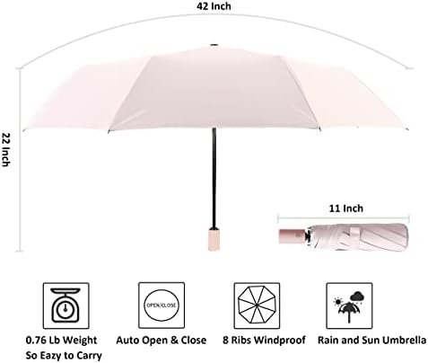 BAODINI Small UV Protection Travel Umbrella Compact for Rain and Sun UPF 50+ Windproof Portable 42 inch Umbrella for Women and Men - Image 7