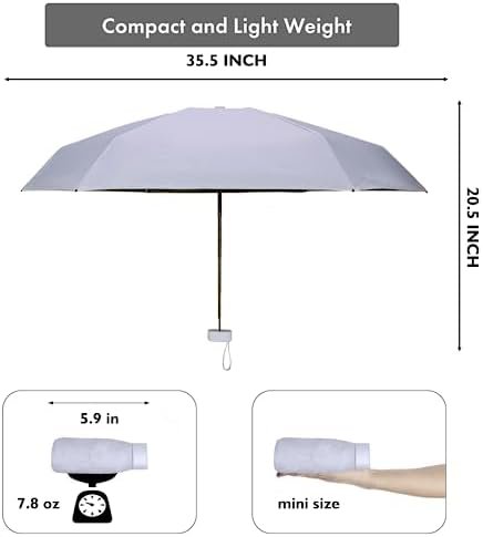 Mini Umbrella for Travel, Small Umbrella for Purse with Case for Sun and Rain, Sun Umbrella with UV Protection, Lightweight & Compact Umbrella for Women Men Kids(Purple) - Image 3