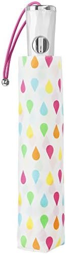 totes Automatic Open Water-Resistant Travel Foldable Umbrella, White Rain - Image 3