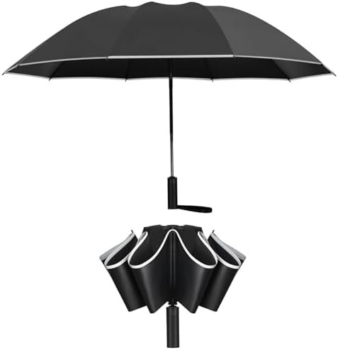 Windproof Travel Umbrella, Rain Sun and UV Resistant Auto Open Close Compact Portable Folding Umbrella for Car, Backpack, Men and Women, Black