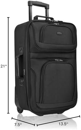 U.S. Traveler Lightweight Softside Suitcase, Rolling 20" Carry On Luggage, Black, Single - Image 6