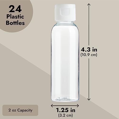 Juvale 24 Pack Plastic Empty 2oz Travel Bottles with Flip Cap, Refillable Containers for Toiletries, Lotion, Liquid - Image 4