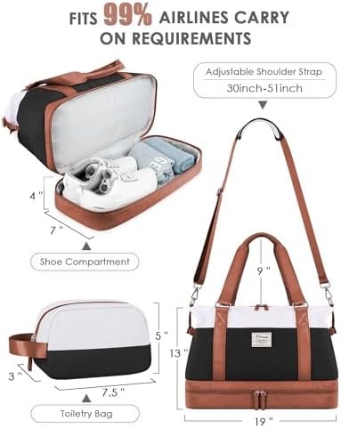 Travel Duffel Bag, ETRONIK Gym Bag for Women with Shoes Compartment & Wet Pocket, Carry On Weekender Bag with Toiletry Bag, Overnight Bag for Hospital, Yoga, Sports (Brown) - Image 6