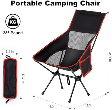 Camping Chairs Portable, Foldable Chair Lightweight, Backpacking Chair for Adults, Folding Chairs for Outside Camp Sports Beach Travel Hiking - Image 3