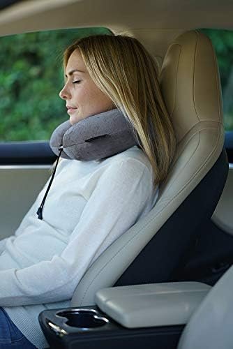 TRAVELREST - Therapeutic Memory Foam Travel & Neck Pillow - Washable Micro-Fiber Cover - Attaches to Luggage - Contours Perfectly to Your Neck and Head (2-Year Warranty) (Blue) - Image 2