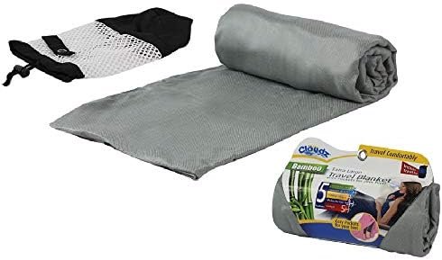 Cloudz Extra Large Travel Blanket Includes Cozy Pockets for your Feet and a Travel Bag - Charcoal