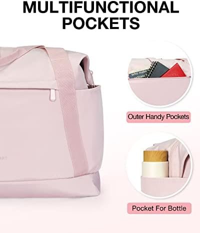 BAGSMART Foldable Travel Duffle Bag, 30.6L Large Carry On Tote Bag Gym Sports Bag for Women, Weekender Overnight Bag for Travel Essentials & Daily Necessities(Baby Pink) - Image 6