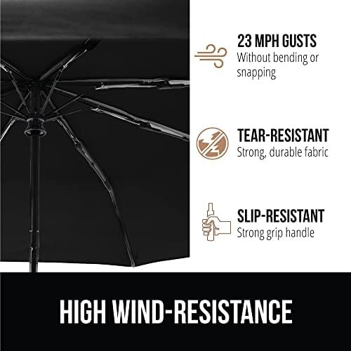 Gorilla Grip Windproof Compact Stick Umbrella for Rain, One-Click Automatic Open and Close, Strong Reinforced Fiberglass Ribs, Easily Collapsible, Lightweight Portable Umbrellas for Travel - Image 4