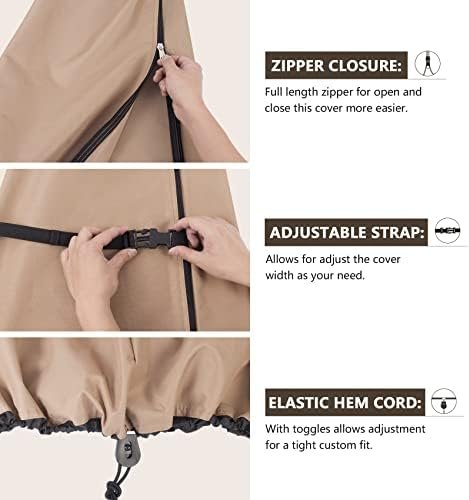 ULTCOVER Patio Umbrella Parasol Cover - 600D Waterproof Outdoor Offset Banana Style Umbrella Cover - Fits Cantilever Offset Umbrella 12-14 Feet - Image 4