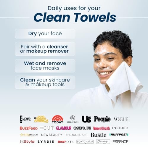 Clean Skin Club Clean Towels XL™, 100% USDA Biobased Dermatologist Approved Face Towel, Disposable Clinically Tested Face Towelette, Facial Washcloth, Makeup Remover Dry Wipes, 3 Travel Pack, 30 ct - Image 6