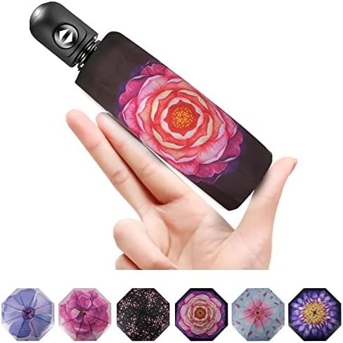 SIEPASA Automatic Travel Compact Umbrella-Small Folding Umbrellas for Rain, Lightweight Small Portable Umbrella, Small Sun & Rain Windproof Umbrella, on the go umbrella.(Camellia Flower) - Image 8