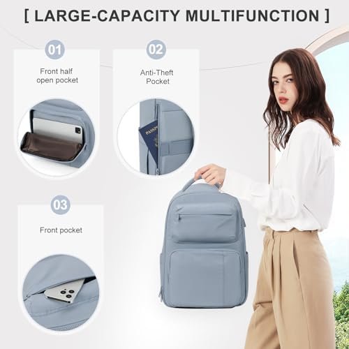 coowoz Travel Backpack for Women Men Mochila de Viaje Laptop Work Backpack Hiking Gym College Backpack Rucksack Travel Essentials Personal Item Travel Bag Carry on Backpack Flight Approved Blue - Image 3