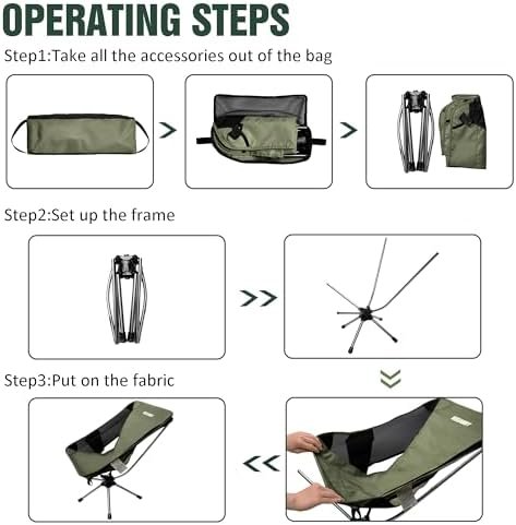 Camping Chairs, 360°Degree Swivel Folding Chairs for Adults, Lightweight Camping Chair Portable Chairs, Foldable Outdoor Chairs for Travel Camping Hiking Fishing Beach lawns(Green) - Image 5