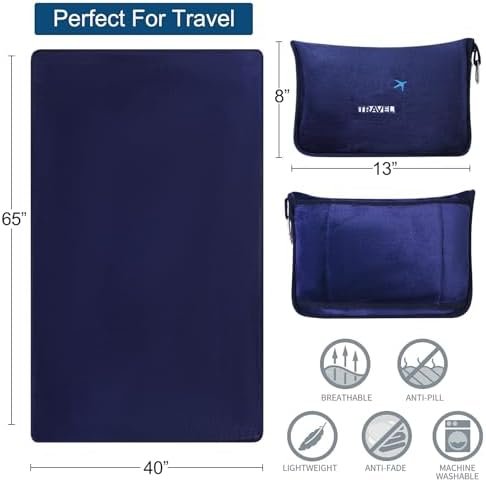 2 in 1 Travel Blanket with Bag Neck Pillow Camping Gear Roadtrip Essentials Headrest Car Trailer Accessories Road Trip Necessities Rv Must Haves Pop Camper Stuff Hiking Item Gadget Gift - Image 5