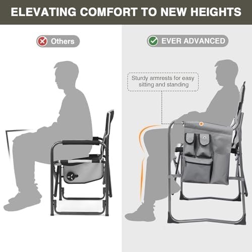 EVER ADVANCED Lightweight Folding Directors Chairs Outdoor, Aluminum Camping Chair with Side Table and Storage Pouch, Heavy Duty Supports 350LBS - Image 7