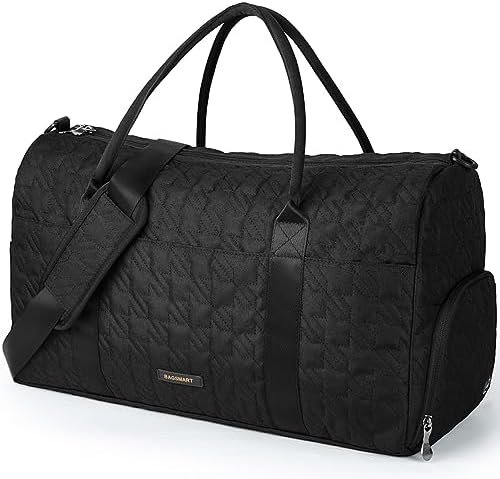 BAGSMART Travel Duffle Bag 50L Large Carry On Bag Weekender Overnight Bag for Men Women with Shoes Compartment, Black