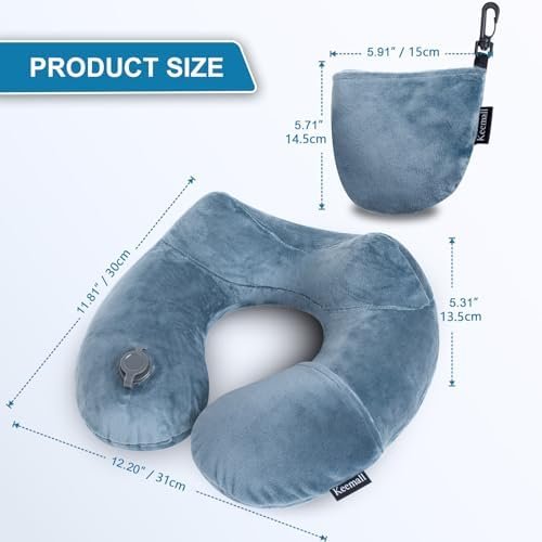 Inflatable Travel Neck Pillow for Airplane Sleeping Blow Up Neck Support Air Pillow Traveling on Plane Long Flights Washable - Image 7