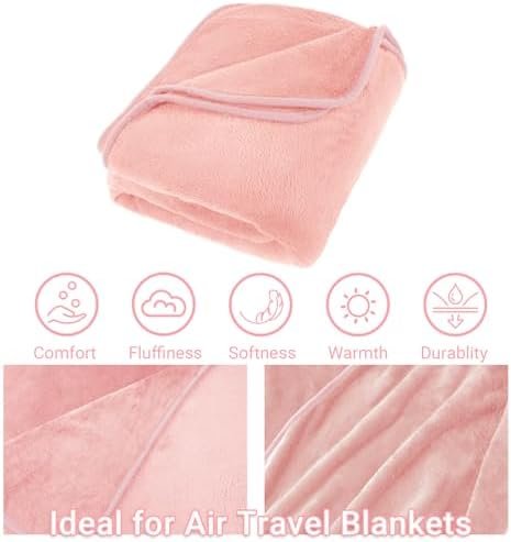 3 in 1 Travel Pillow and Blanket Set, Premium Soft 300 GSM Thick Airplane Blanket Compact with Bag for Long Trips Essentials, Hand Luggage Sleeve and Backpack Clip (Pink) - Image 2